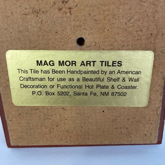 Set of 2 Mag Mor 4x4 Handpainted Vintage Chili Art Tiles Santa Fe NM Made in USA - Picture 9 of 9